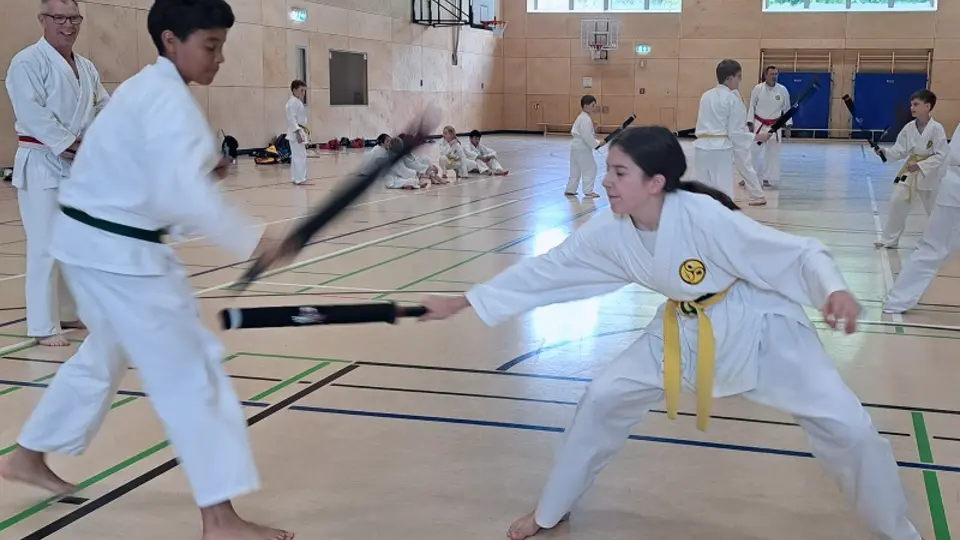 Kinder beim Karatetraining in der Sporthalle