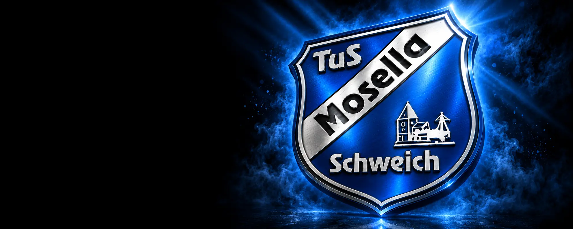 TuS Mosella Schweich e.V. Wappen des TuS Mosella Schweich vor einem leuchtend blauen Hintergrund