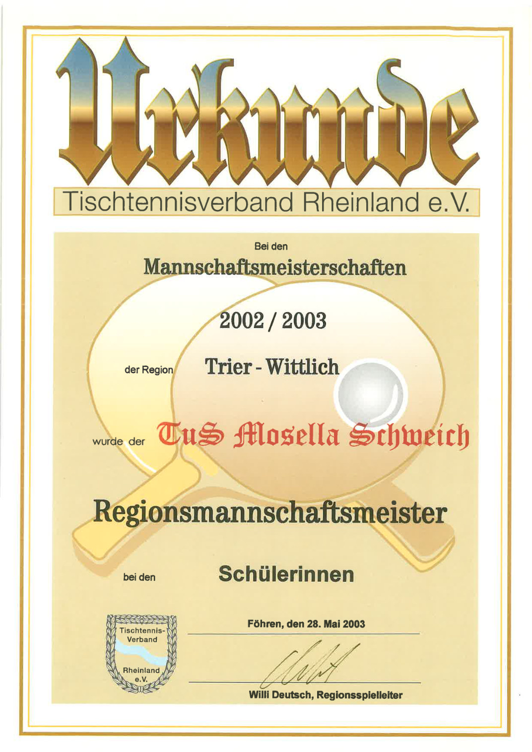 2002/03 · Regionsmannschaftsmeisterschaft der Schülerinnen