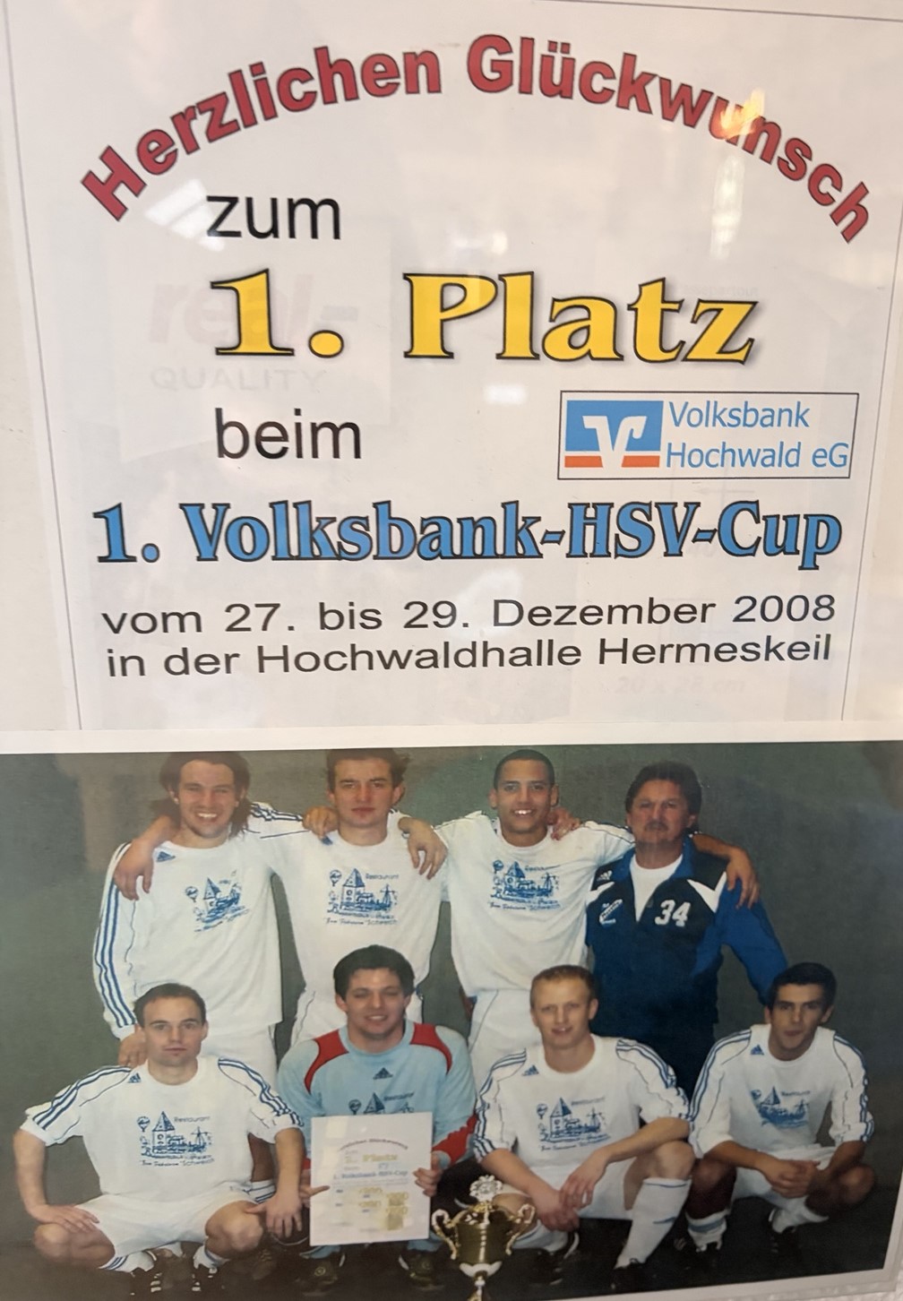 Erster Platz beim Volksbank-HSV-Cup im Dezember 2008.
