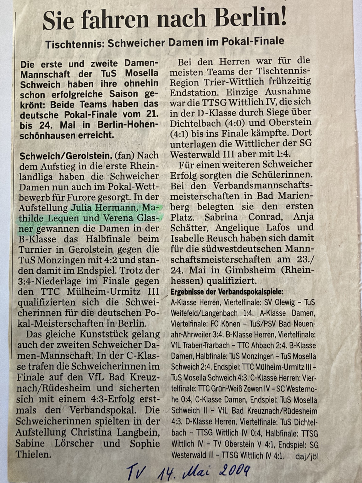 Beide Damenmannschaften qualifizieren sich für Berlin.