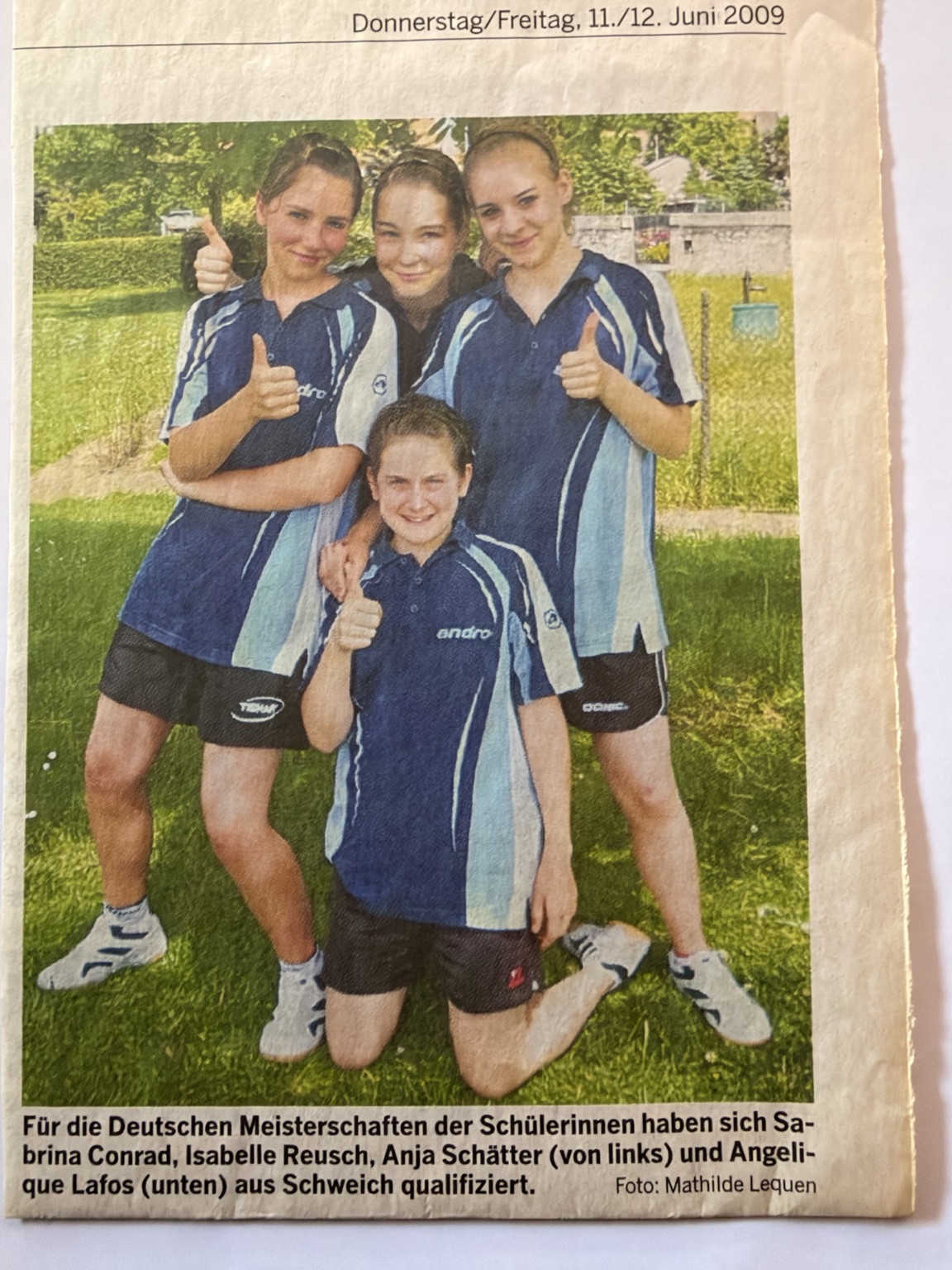 Sabrina Conrad, Isabelle Reusch, Anja Schätter und Angelique Lafos auf dem Weg zu den Deutschen Meisterschaften.
