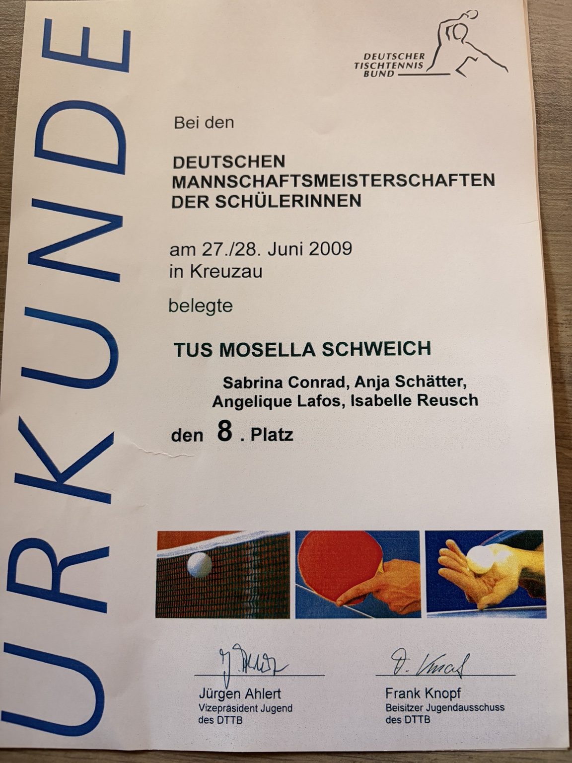 Achter Platz bei den Deutschen Mannschaftsmeisterschaften 2009 in Kreuzau.