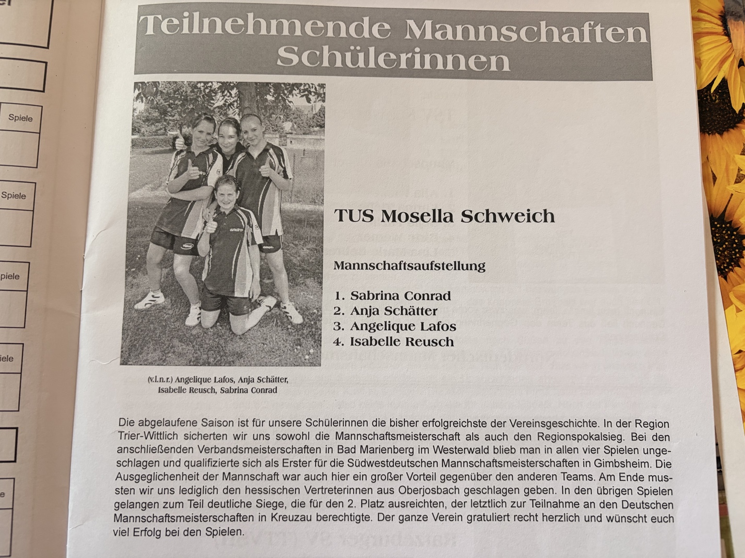 Vorstellung der Schweicher Schülerinnen in Kreuzau.