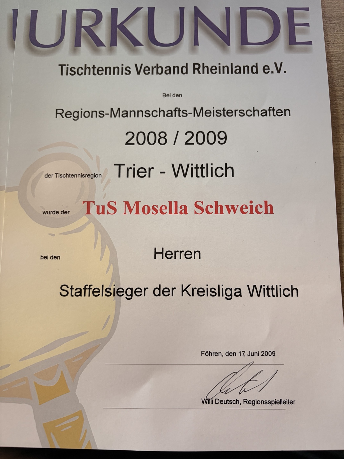 Staffelsieg der Herren in der Kreisliga Wittlich.