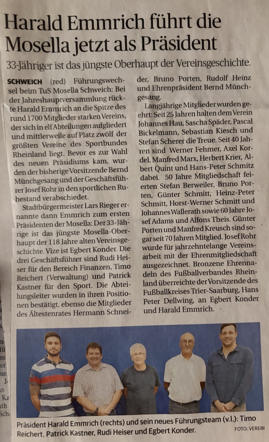 Das neue Präsidium der Mosella im Jahr 2019.